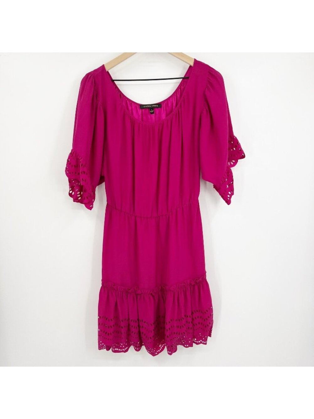 Cynthia Steffe Silk Fuschia 3/4 Sleeve Blouson Dress Size 4 Spring Feminine Work